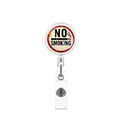 Detail of retractable badge holder with red no smoking sign and transparent strap - Classic Cigarette No Smoking Style (4)