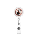 Macro shot of retractable badge reel showing the no smoking sign and PVC card strap - Standard Red Bar No Smoking Style (6)