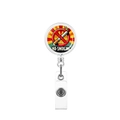 Detail of retractable badge holder with vintage No-Smoking sign and durable white clip - Radiant Sunburst No Smoking Style (9)