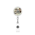 Dettaglio porta badge retrattile con design vintage Route 66 e clip metallica resistente - Stile Auto d'Epoca Retrò (2)