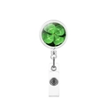 Retractable four-leaf clover badge reel holder with rotating clip for ID cards - Emerald Clover Glass Patch Style (1)