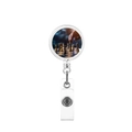 Retractable chess pattern ID badge reel with chess piece design and silver metal finish - Silver Metal Match Style (13)