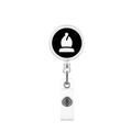 Detail view of chess bishop badge reel with retractable cord and PVC strap on white background - Chess Bishop Style (19)