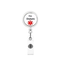 Dettaglio del porta badge retrattile con testo I'm Diabetic e logo stella medica - Sono Diabetico (2)