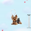 Detail showing 0.25cm thickness of 2D flat acrylic Yorkshire Terrier dog keychain - Yorkshire Style 2 (2)