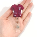Nurse uniform badge reel with dental tools and tooth icons in dark red acrylic finish - Dental Theme (1) / Dark Red