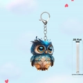 Simpatico ciondolo a forma di gufo 2D per specchietto auto e portachiavi, 0,25 cm - Stile Blu Marrone(4)