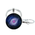Solar System Galaxy keychain with silver lobster clasp and cosmic nebula glass pendant - Galaxy Eye