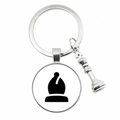 Macro shot of silver alloy chess keychain with Bishop glass gem and 3D metal piece - Bishop Style (2)