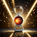 Close-up of solar system keychain opener with universe pattern and metallic finish - Dawn
