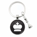 Macro detail of chess king keychain with silver metal pendant and glass crown cabochon - King Style (10)