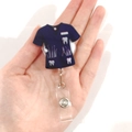 Navy blue dental nurse scrub retractable badge reel with tooth pattern and acrylic finish - Dental Theme (6) / Deep Blue-Purple