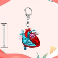 Detail of 0.25cm thick acrylic nurse heart keychain with anatomical labels and bag charm - Heart Anatomy Style 4
