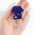 Blue acrylic nurse uniform retractable badge holder with medical stethoscope print - Medical Theme(7) / Dark Blue