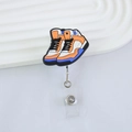 Detailed view of basketball shoe badge reel with retractable cord and PVC pendant - High Top Basketball Shoe (7)