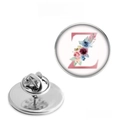 Detail view showing floral letter Z badge with stainless steel butterfly clutch pin back - Letter Z