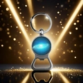 Solar system galaxy keychain opener with round glass nebula pendant detail - Blue Galaxy
