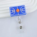 Detail of blue retractable basketball badge reel with realistic court design and metal hook - Basketball Court Board (10)