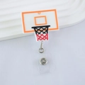 Detailed view of basketball hoop retractable badge reel with PVC strap and metal ring - Basketball Hoop Style (11)