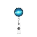 Retractable badge holder with solar system galaxy print and durable swivel clip - Blue Galaxy
