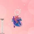 Porte-clés cœur anatomique en acrylique avec étiquettes médicales et détail d'épaisseur - Style d'anatomie du cœur médical (5)