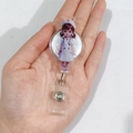 Retractable acrylic badge reel with cute cartoon nurse character and flexible PVC strap - Pink and Purple Uniform Nurse (7)