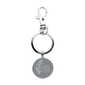 Close-up of engraved Bible verse Luke 1:37 on silver round pendant keychain - Luke 1:37 Laser Engraved Silver Style