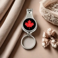 Multifunctional Canada maple leaf nail clipper keychain with Toronto skyline silhouette - Style 1