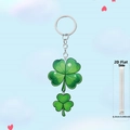 Detail view of 2D flat green acrylic lucky clover keychain with 0.25cm thickness - Clover Style Six (6)