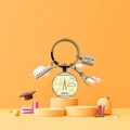 Mathematical education theme keychain with glass pendant and student icons on 3D stage - Math Education Formulas Theme (5876366124521)