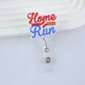 Detail of baseball retractable badge holder with Home Run text and sports theme design - Home Run Slogan (24)
