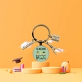 Teacher appreciation keychain with cactus pendant and school charms on orange 3D background - Teacher Plant Cactus Theme (5876366124522)