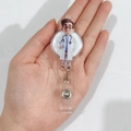 Cartoon doctor acrylic retractable ID badge holder with transparent PVC strap - 3D Cartoon Male Doctor (11)