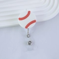 Detail showing retractable baseball badge reel with realistic red stitching texture - Baseball Pattern (19)