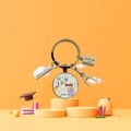 Dettaglio di un portachiavi per insegnanti di matematica con righello e cabochon - Tema Calcolatrice Elementi Matematici Completi (5876366124527)