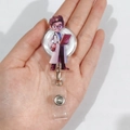 Cartoon doctor acrylic retractable badge reel with white lab coat and stethoscope - Male Doctor with Purple Folder (12)