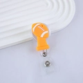 Detail of American football retractable badge reel with orange silicone logo and clear strap - Rugby Trophy (16)