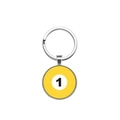 Creative yellow number 1 billiard ball keychain with polished metal ring for bag decor - No.1 (Yellow)