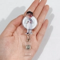 Retractable acrylic ID badge holder with cute cartoon doctor design for healthcare staff - Q-Version White Coat Male Doctor (13)