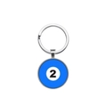 Blue number 2 billiard ball keychain with silver alloy ring on white background - No.2 (Blue)