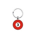 Classic metal billiard number 3 keychain with red ball design on white background - No.3 (Red)