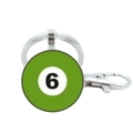 Dettaglio macro del portachiavi da biliardo numero 6 con moschettone e anello in metallo - 6