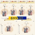 Set de 6 colgantes de gato 2D en acrílico para retrovisores y llaveros - Juego de 6 piezas