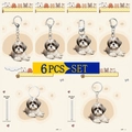 Set de 6 llaveros Shih Tzu de acrílico 2D con varios cierres metálicos para mochilas - Patrones Shih Tzu Surtidos