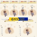 6-piece set of cute acrylic cat keychains with blue striped pajamas and silver lobster clasps - 6-Piece Set