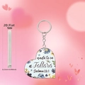 Detail view of heart-shaped acrylic ornament showing 0.25cm thickness and floral pattern - Salmos 23:1 Blue Purple Floral (12)