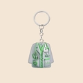 Detailed view of flat acrylic nurse uniform car pendant with medical graphics and metal ring - Green (2)