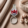 Portable stainless steel Canada maple leaf nail clipper keychain with red flag design - Style 8
