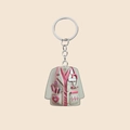 Detail of nurse uniform acrylic keychain with pink stethoscope and heart medical design - Light Pink (3)