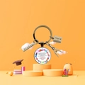 Silver teacher appreciation keychain with creative school icons on a warm background - Happy Teachers' Day Theme (5876366124520)